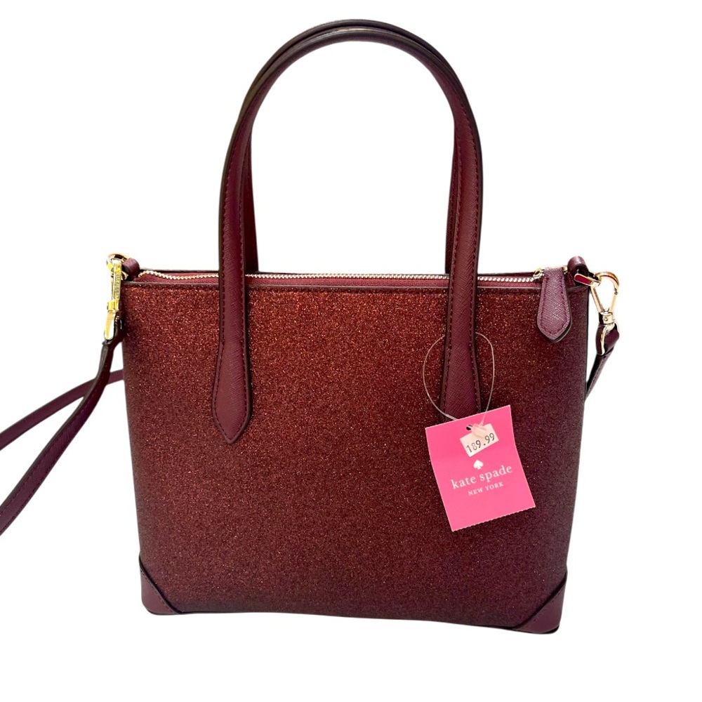 KATE SPADE NEW YORK Glitter Leather Satchel Deep Nova NWT - Picture 5 of 9